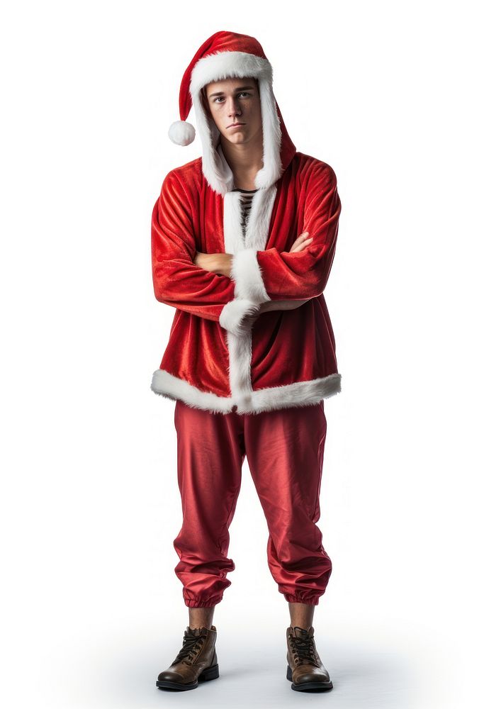 Young skinny Santa Claus costume white background santa claus. AI generated Image by rawpixel.