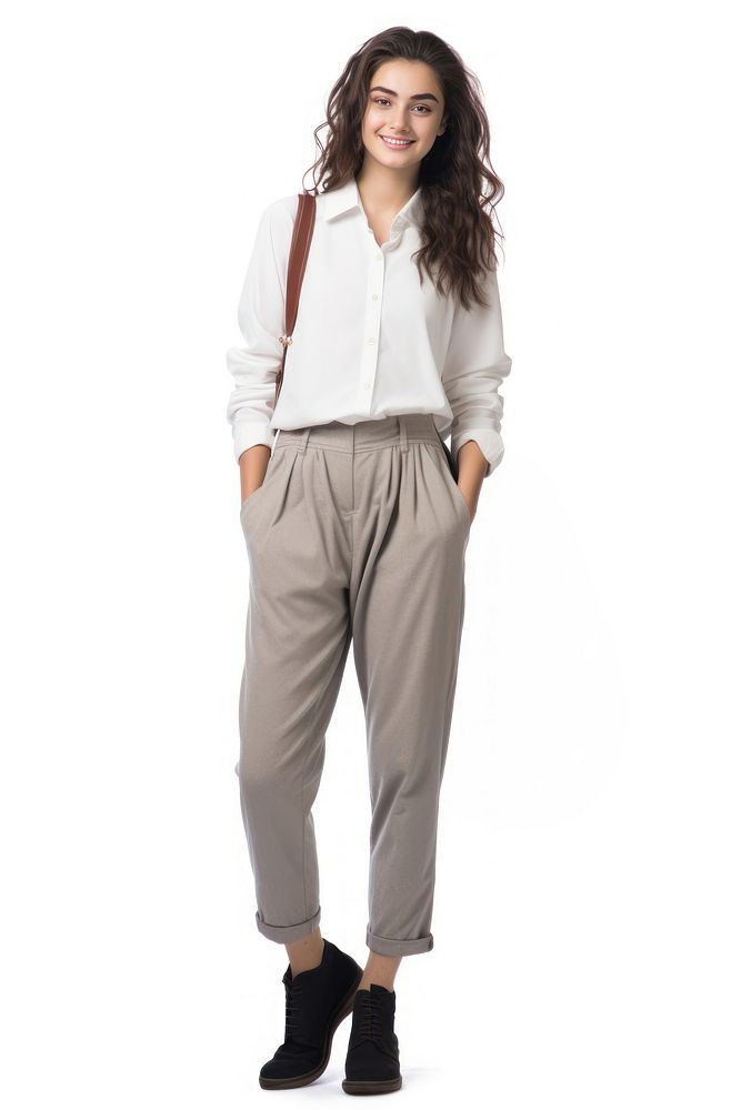 A university young woman blouse white background accessories. AI generated Image by rawpixel.