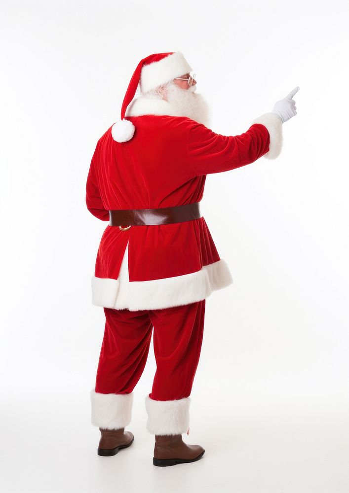 Santa Claus pointing christmas costume white background. AI generated Image by rawpixel.