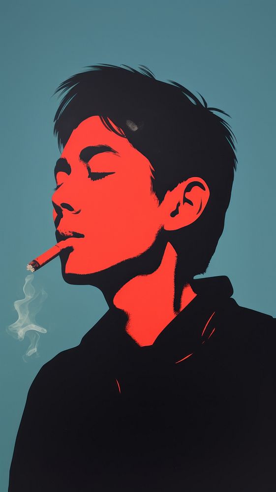 Asian boy smoking adult black smoke. AI generated Image by rawpixel.