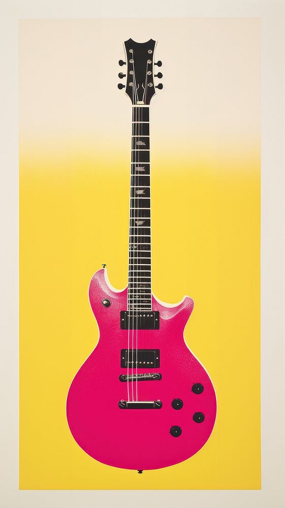 Guitar magenta yellow red. 