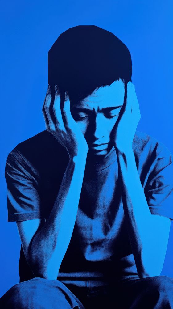 Sad asian man worried black adult. AI generated Image by rawpixel.