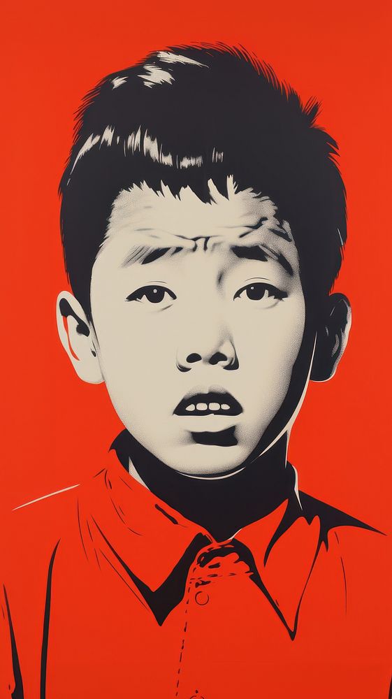 Red angry young chinese man portrait art photography. AI generated Image by rawpixel.