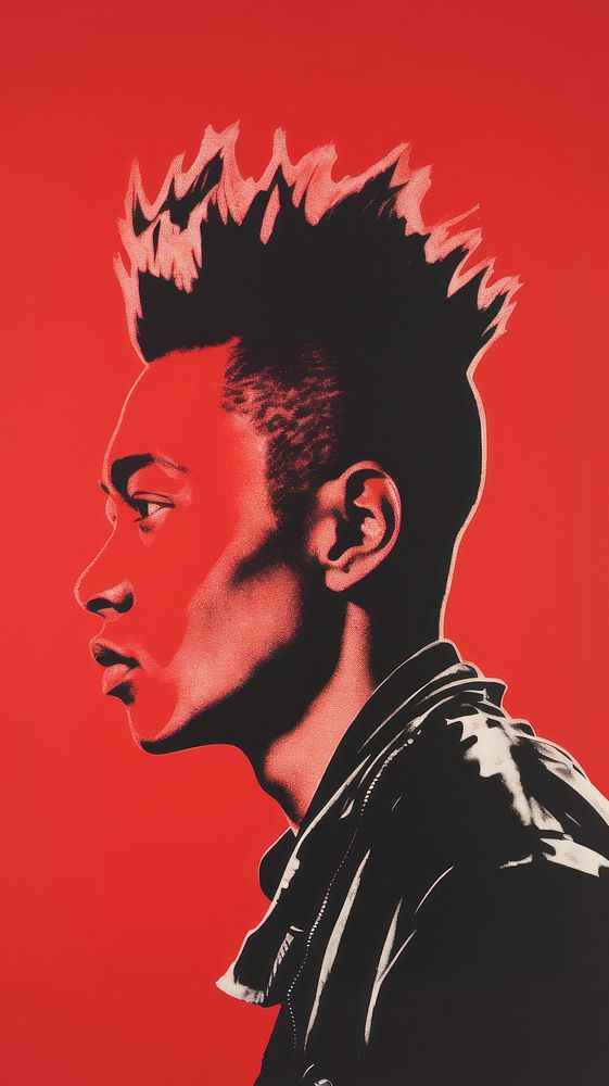 Red punk young chinese man adult individuality hairstyle. AI generated Image by rawpixel.