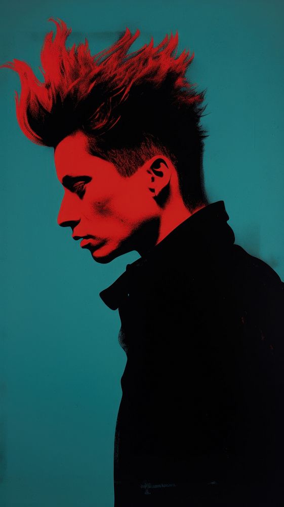Punk young adult wall red. AI generated Image by rawpixel.
