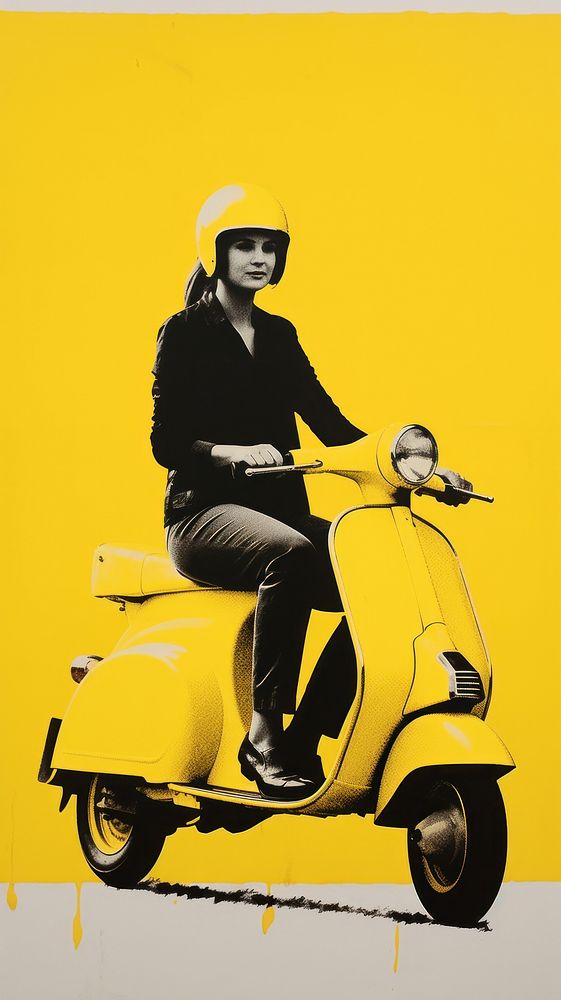 Female ride scooter motorcycle vehicle helmet. AI generated Image by rawpixel.