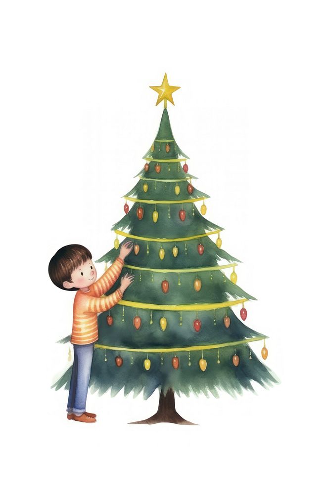 Christmas child tree white background. AI generated Image by rawpixel.