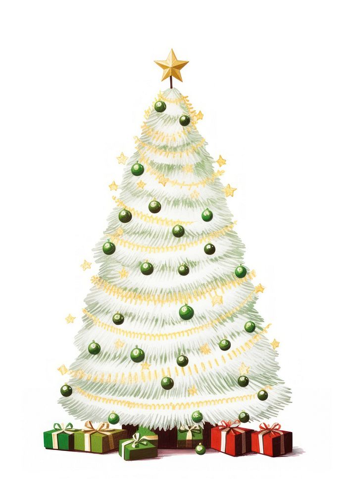 A white christmas tree green white background anticipation. AI generated Image by rawpixel.