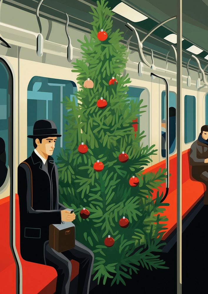 Christmas tree subway person. AI generated Image by rawpixel.