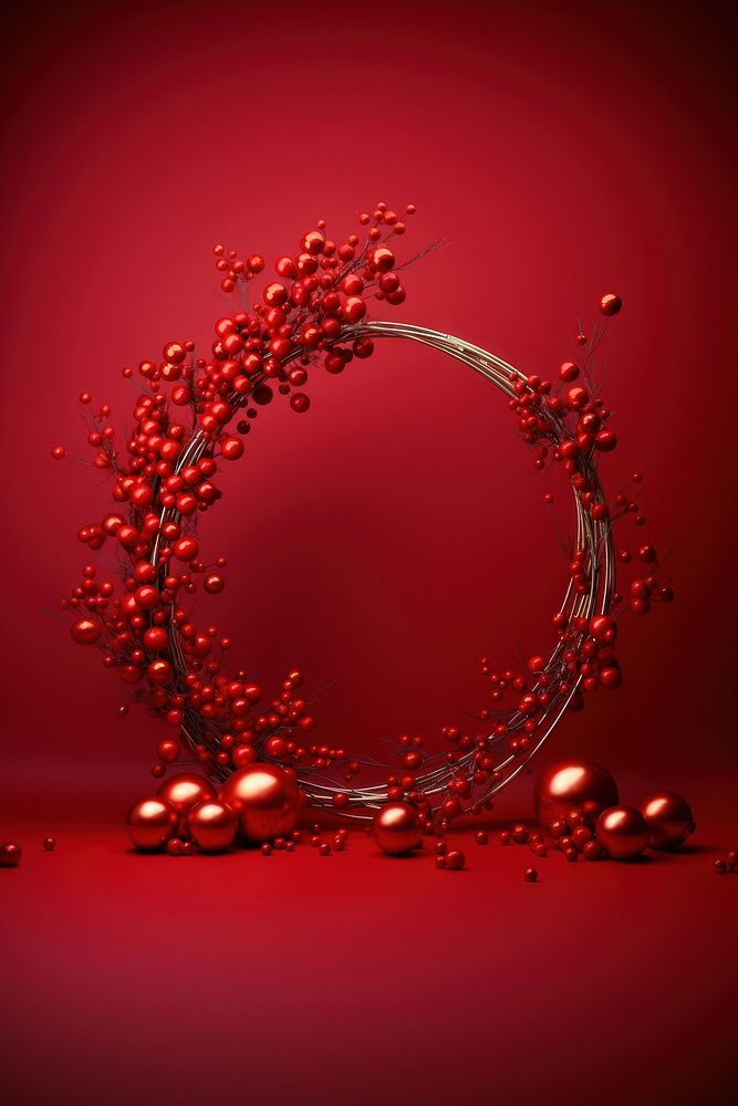 Red decoration christmas branch. AI generated Image by rawpixel.