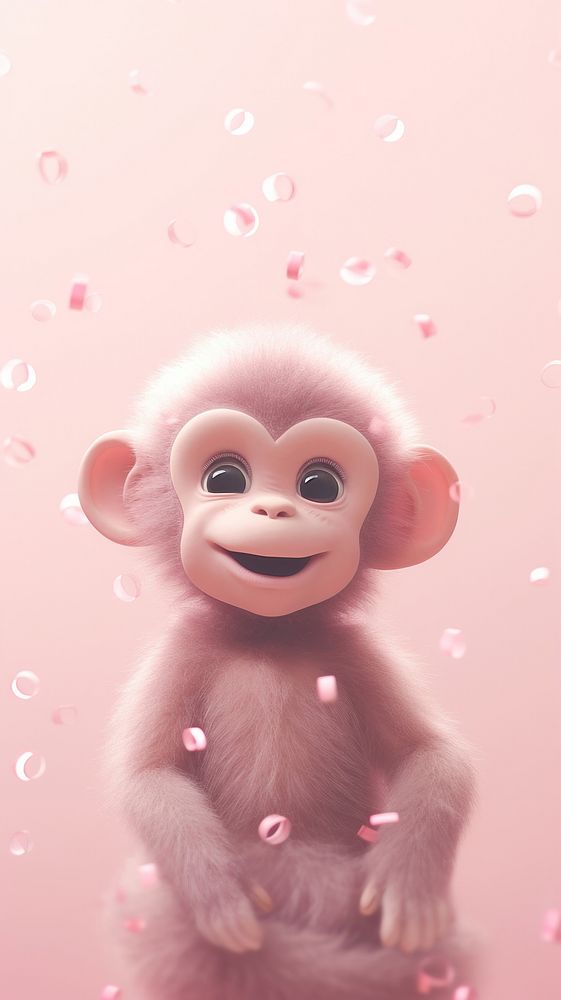 Cute monkey cartoon animal wildlife. AI generated Image by rawpixel.