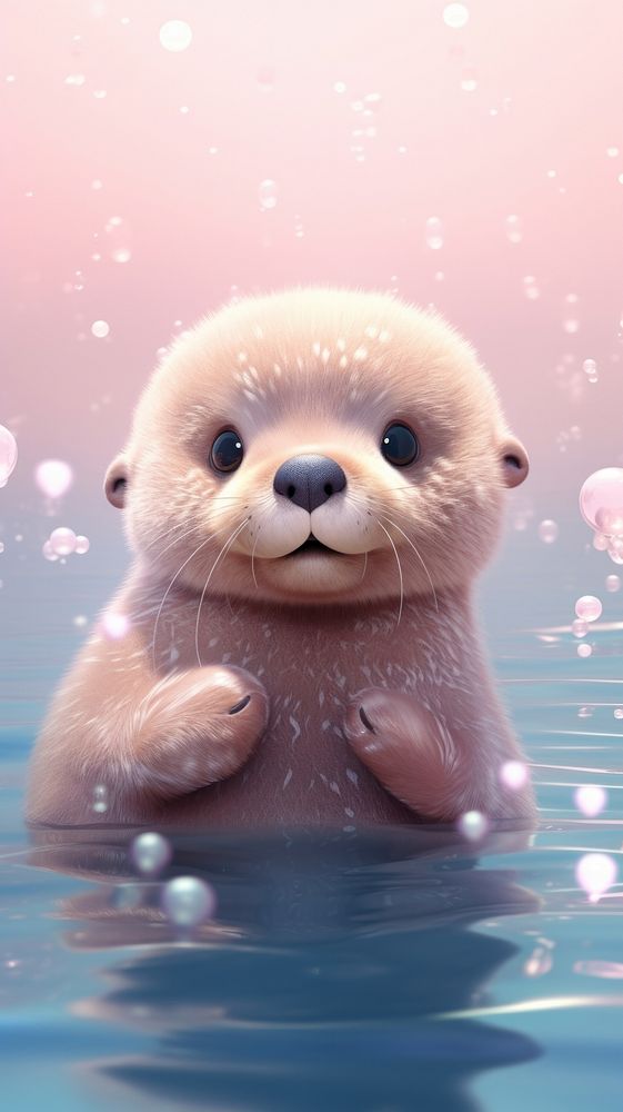 Cute sea otter animal wildlife mammal. AI generated Image by rawpixel.
