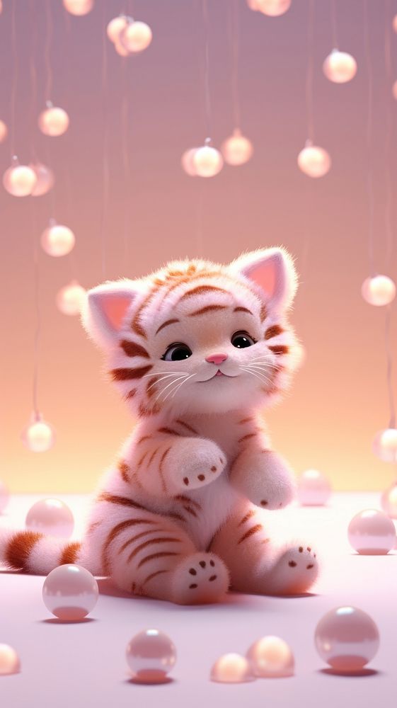 Cute tiger cartoon mammal kitten. AI generated Image by rawpixel.
