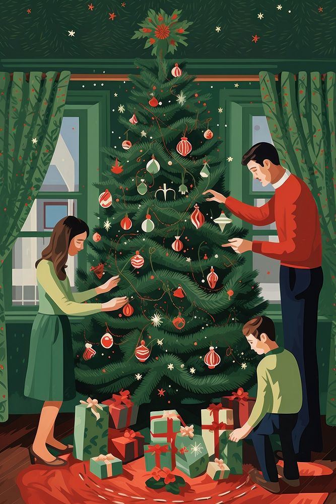 Christmas tree family adult. AI generated Image by rawpixel.