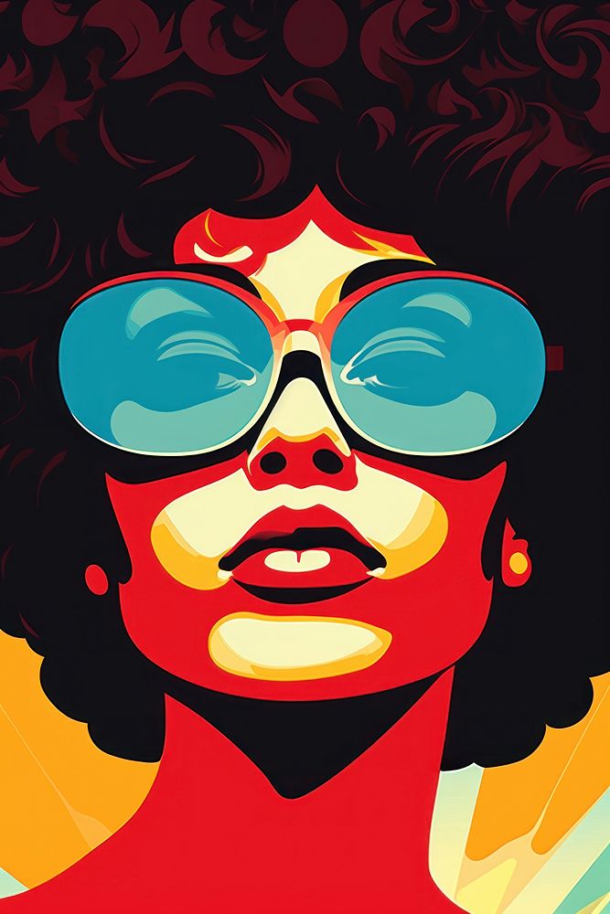 Black woman art sunglasses portrait. 