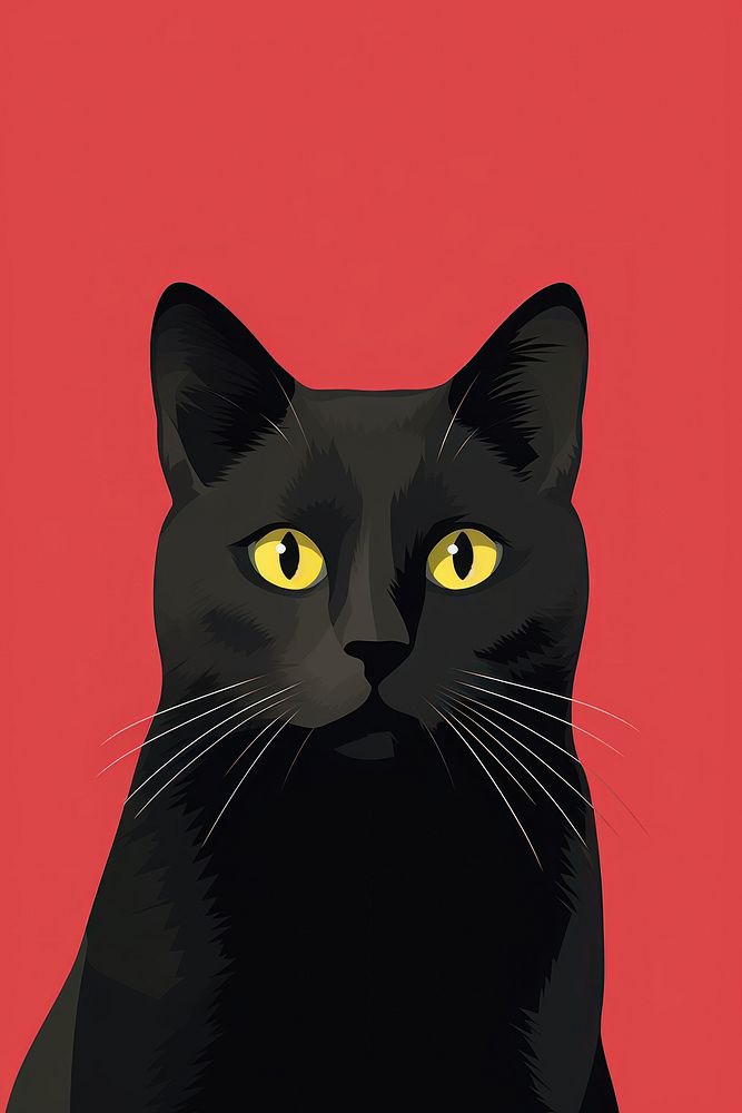 A black cat portrait mammal animal. 