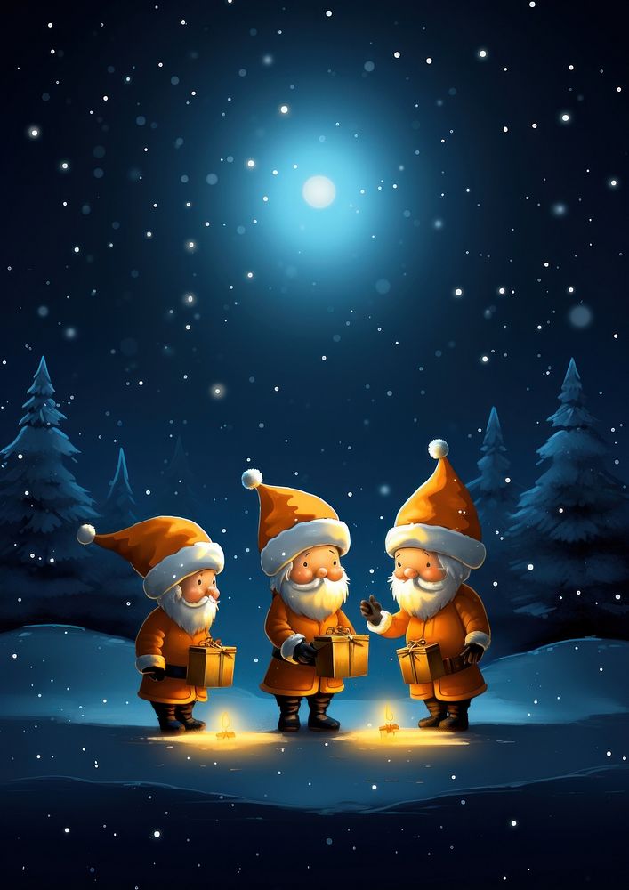 Christmas lighting cartoon night. AI generated Image by rawpixel.