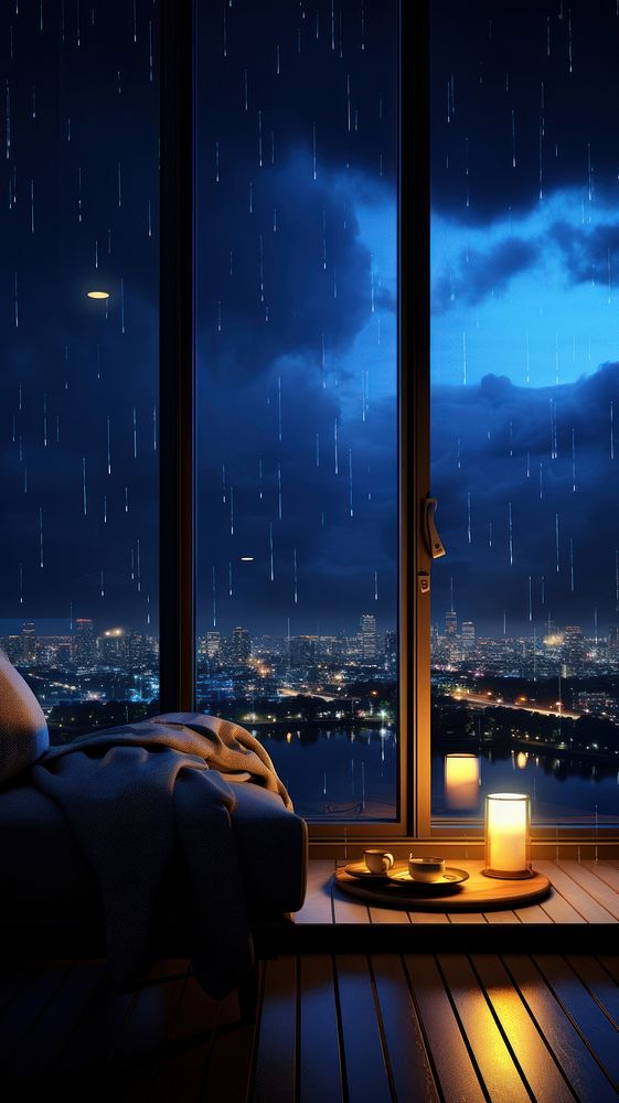 Comfy raining background architecture cityscape furniture. AI generated Image by rawpixel.