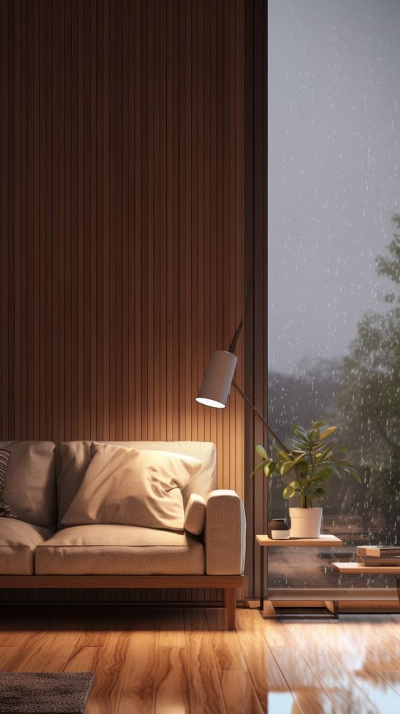 Comfy raining background furniture plant architecture. AI generated Image by rawpixel.
