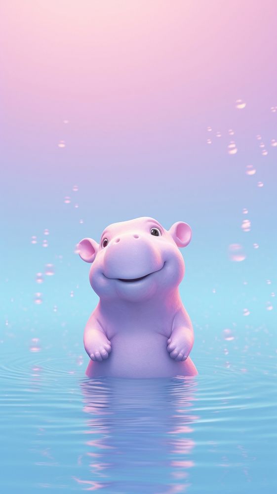 Cute baby hippopotamus cartoon animal mammal. AI generated Image by rawpixel.