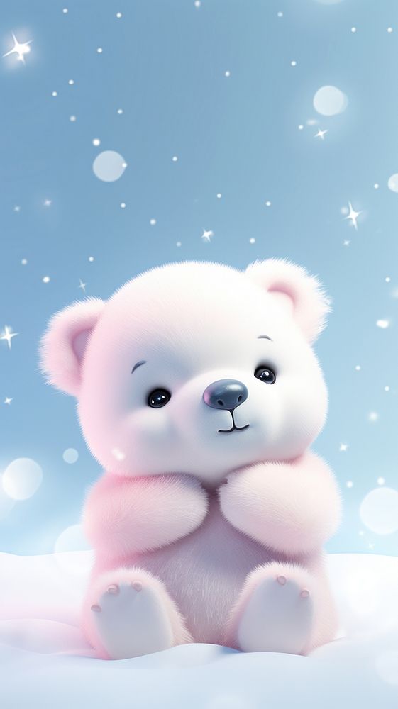 Cute baby polar bear cartoon toy representation. AI generated Image by rawpixel.
