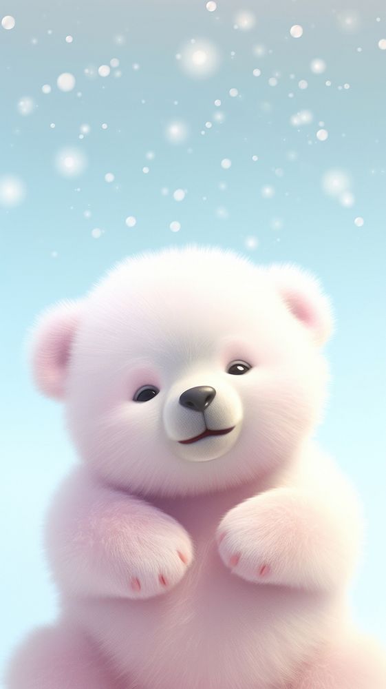 Cute baby polar bear mammal animal toy. 