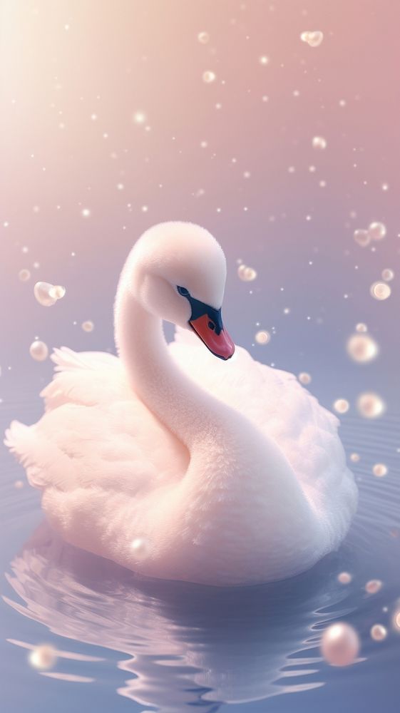 Cute baby swan animal bird reflection. AI generated Image by rawpixel.
