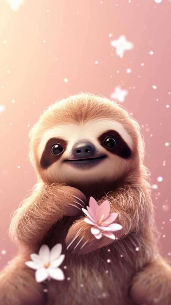 Cute baby sloth animal wildlife cartoon. AI generated Image by rawpixel.