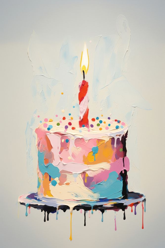 Brithday cake dessert candle paint. AI generated Image by rawpixel.