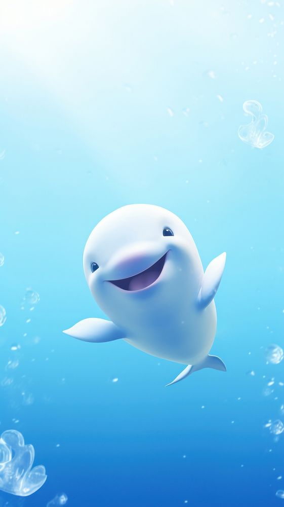 A cute whale background animal fish underwater. AI generated Image by rawpixel.