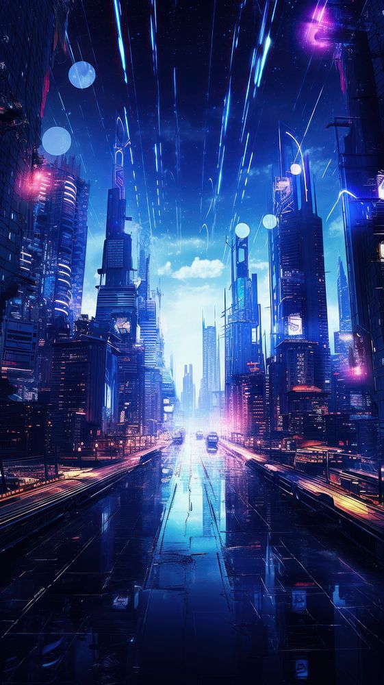 A diversity cyberpunk background architecture metropolis skyscraper. AI generated Image by rawpixel.