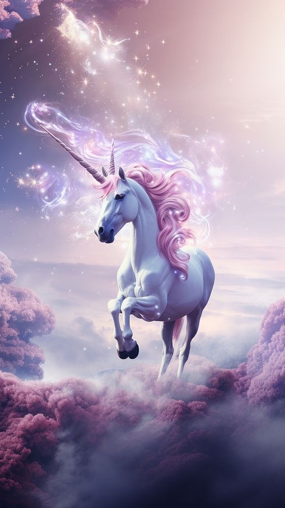 A fantasy unicorn background animal mammal horse. AI generated Image by rawpixel.