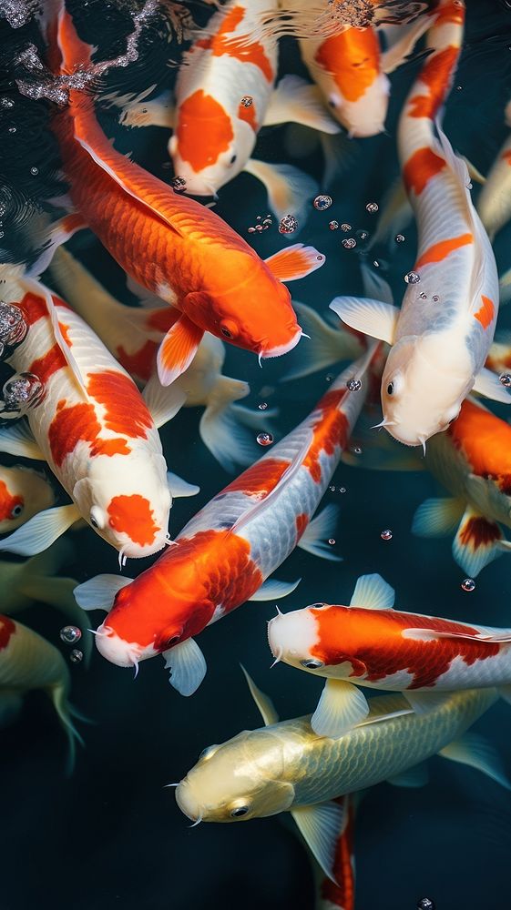 A koi fishes background animal carp pomacentridae. AI generated Image by rawpixel.
