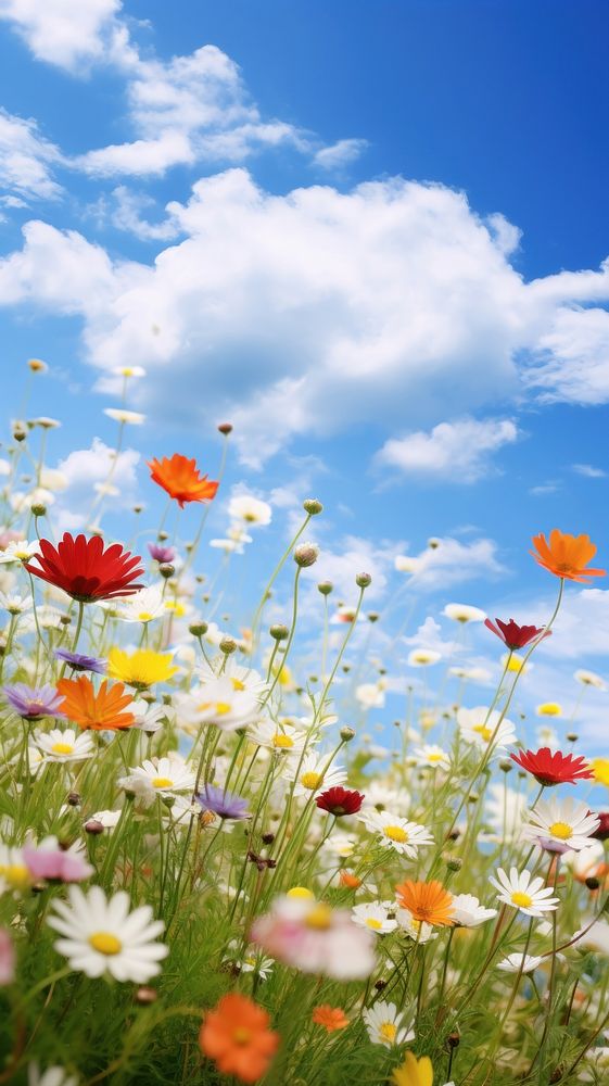 Flower backgrounds landscape grassland. AI generated Image by rawpixel.