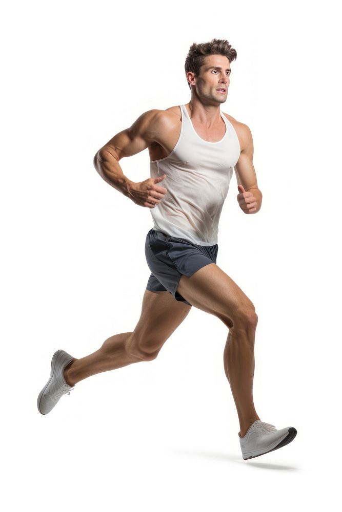 Caucasian runner running jogging shorts adult. AI generated Image by rawpixel.