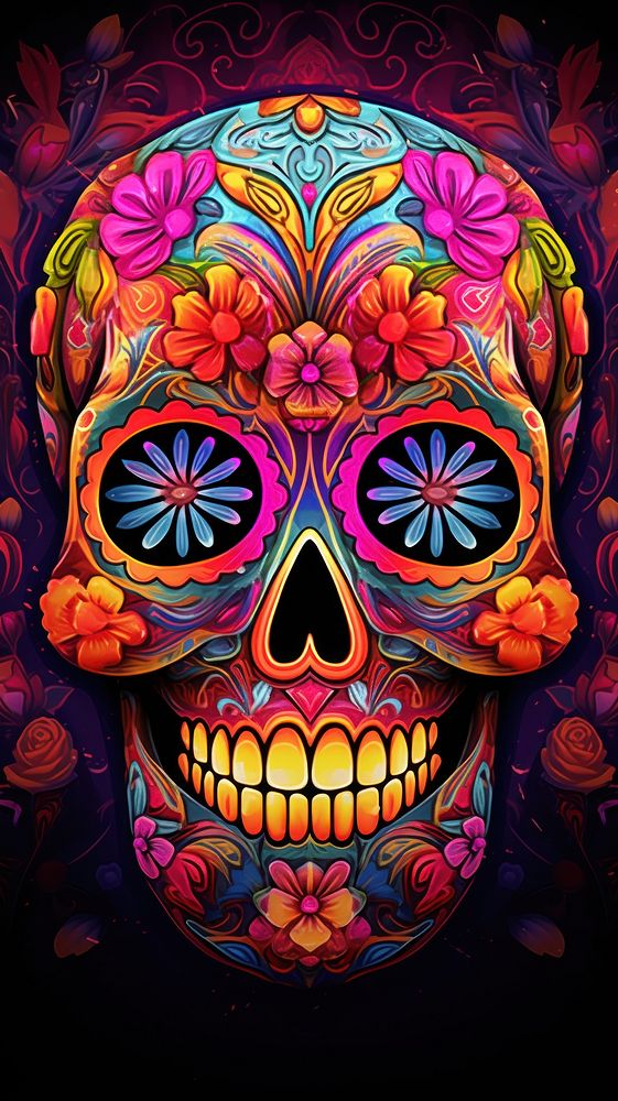 A sugar skull background pattern purple art. 