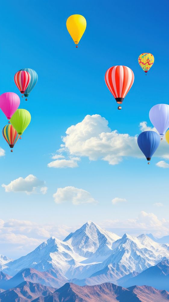 Balloon backgrounds aircraft mountain. AI generated Image by rawpixel.