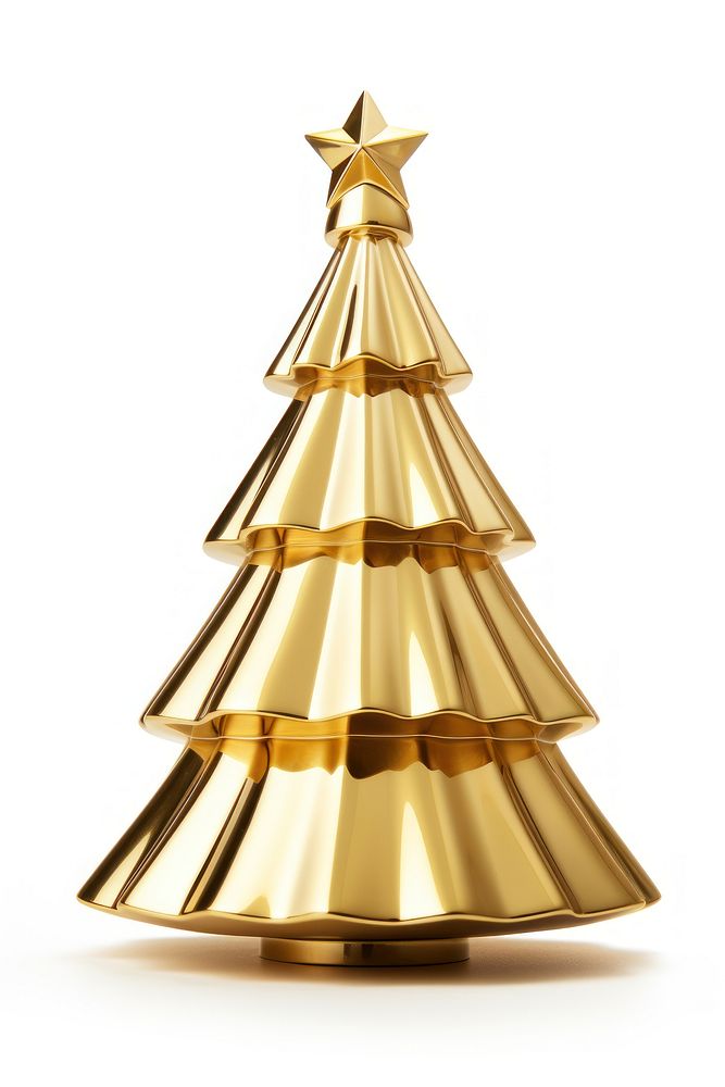 Gold Christmas tree christmas gold white background. AI generated Image by rawpixel.