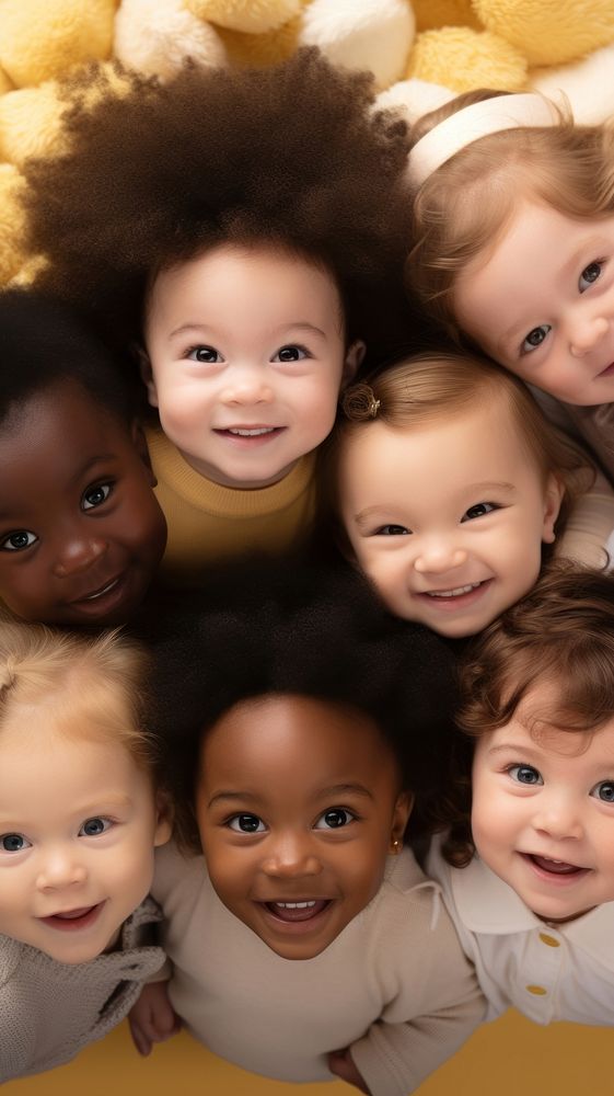 Diversity baby children smiling together background photography portrait togetherness. AI generated Image by rawpixel.