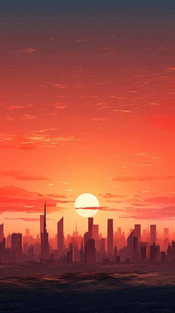 Cityscape sunset architecture outdoors. AI generated Image by rawpixel.