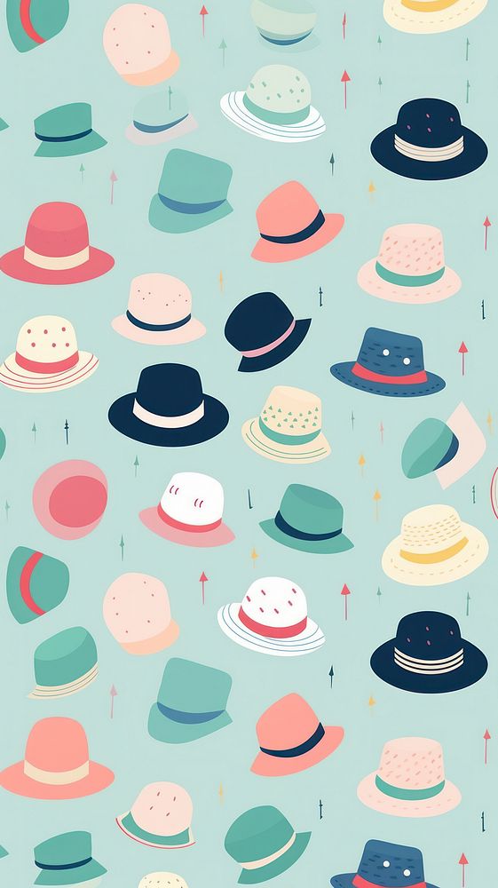 Hat pattern backgrounds repetition. AI generated Image by rawpixel.