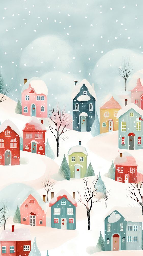 Snowy Christmas town architecture christmas building. AI generated Image by rawpixel.