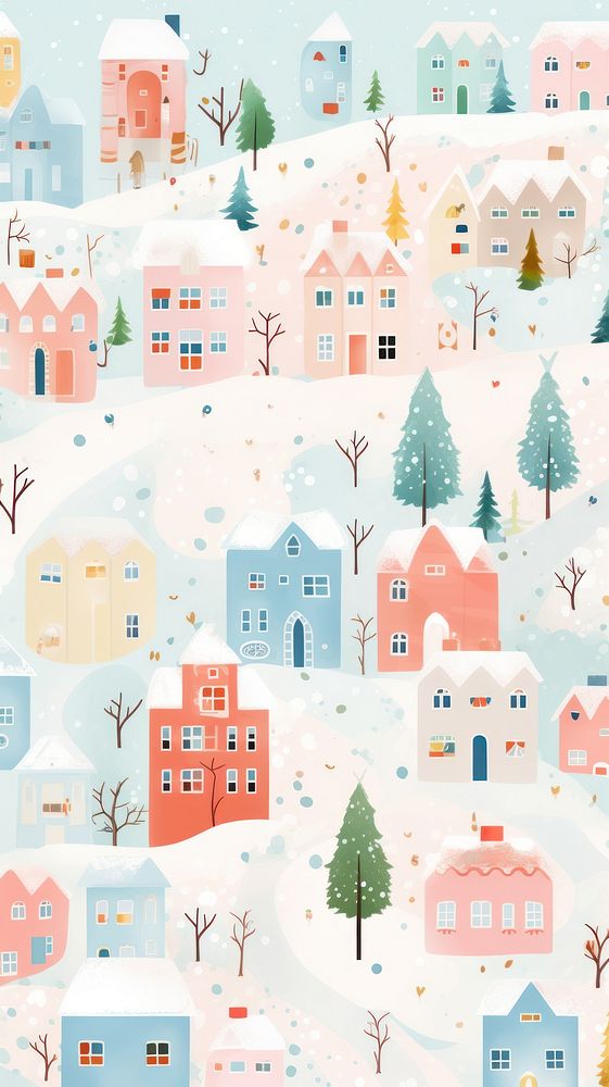 Snowy Christmas town christmas outdoors pattern. AI generated Image by rawpixel.