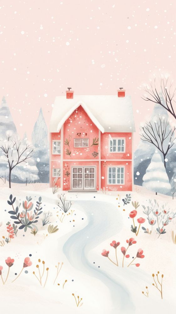 Snowy christmas home architecture building outdoors. AI generated Image by rawpixel.