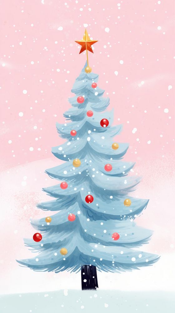 Snowy Christmas tree christmas plant christmas tree. AI generated Image by rawpixel.