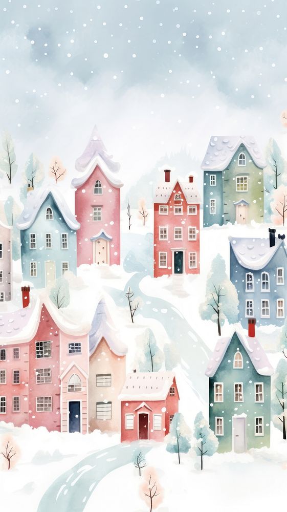 Snowy Christmas town architecture building outdoors. AI generated Image by rawpixel.