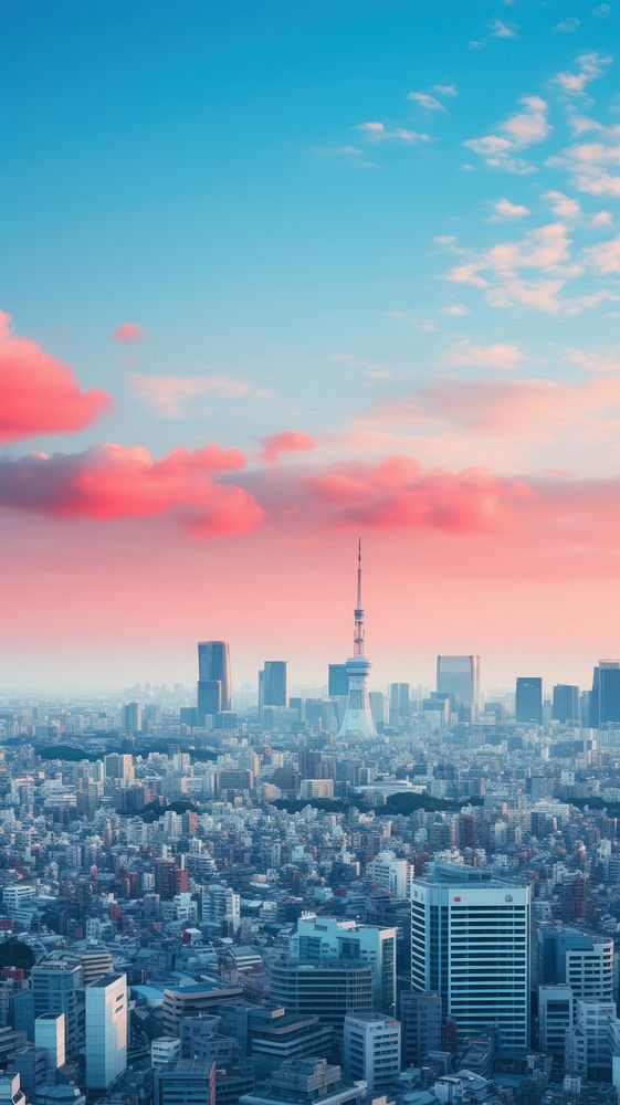 Japan cityscape scene bsckground architecture building tower. AI generated Image by rawpixel.