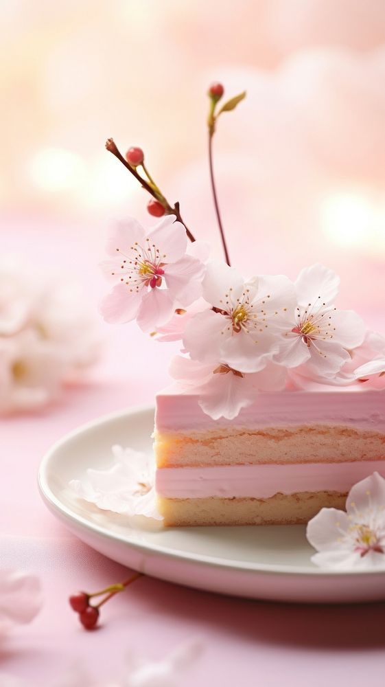 Cake background dessert blossom flower. AI generated Image by rawpixel.