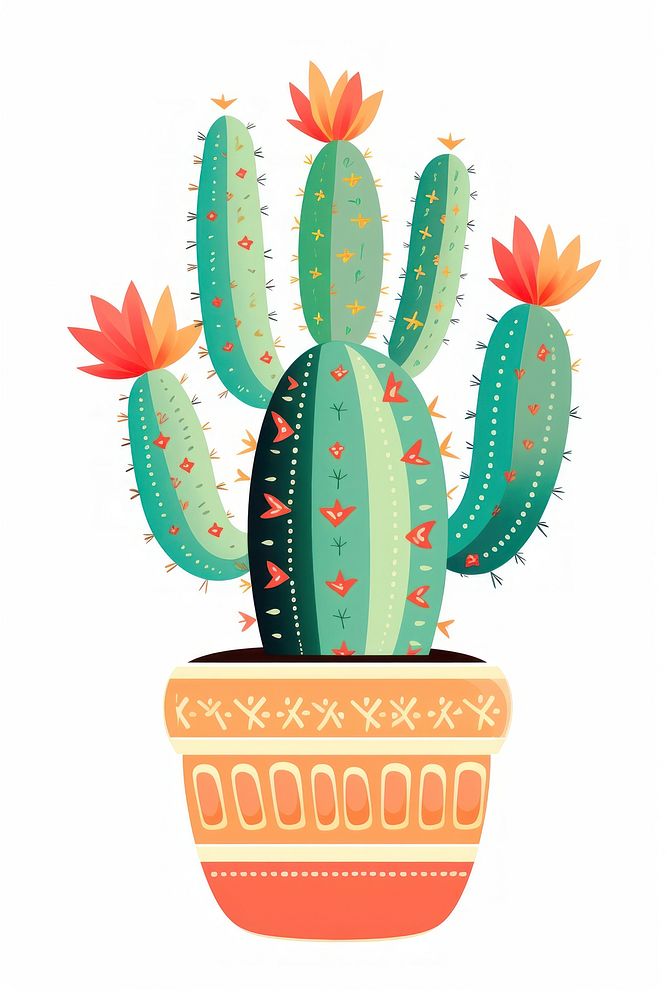 Minimal cactus pot plant white background creativity. AI generated Image by rawpixel.