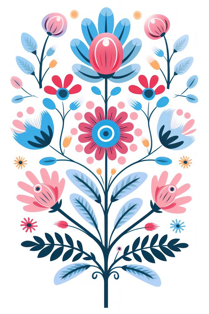 Flora art pattern white background. AI generated Image by rawpixel.